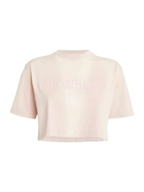 Off-White Rubberised-Logo Cropped T-shirt