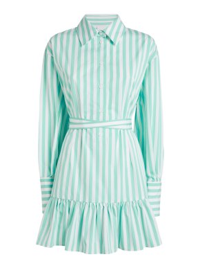 Patou Ruffled Mini Shirt Dress in Cotton-poplin