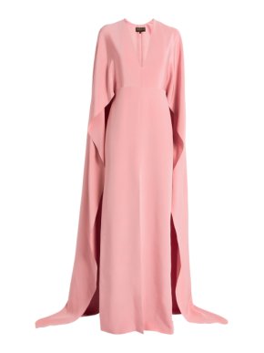 Kolston Koltson Silk Crepe Column Gown with Cape Back