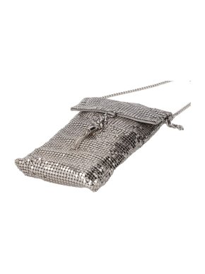 Jimmy Choo Metallic-Effect Mesh Soft Phone Holder 10x17 cms