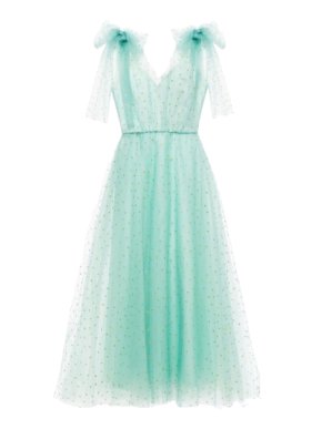 Monique L'Huillier Embellished Green Tulle Dress