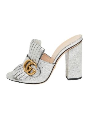 Gucci Silver Heeled Mules