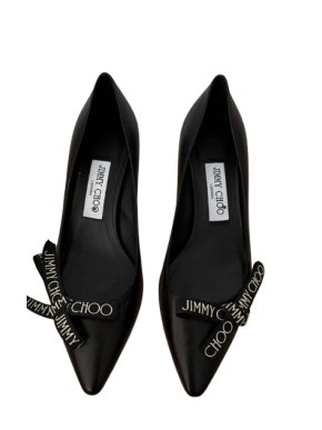 Jimmy Choo Black Leather Kitten Heel Pumps