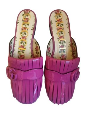 Gucci Pink Patent Marmont Flats