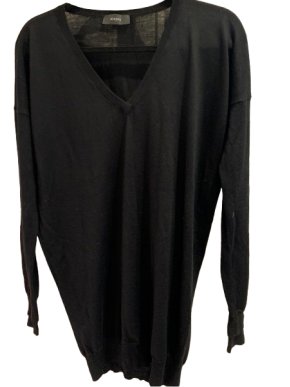 Joseph Semi Sheer Black Wool V Neck Jumper