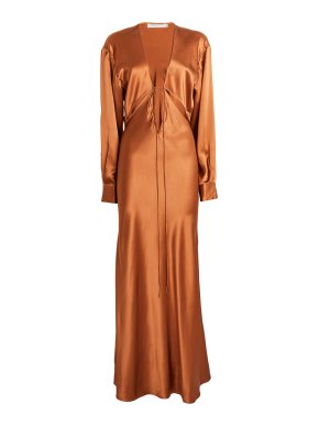 Christopher Esber Triquetra Front-tie Maxi Dress in Silk-satin