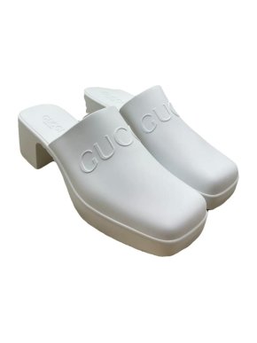 Gucci White Rubber Mules