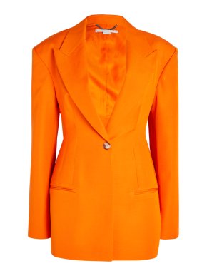 Stella McCartney Peak-Lapel Padded-Shoulder Woven Blazer