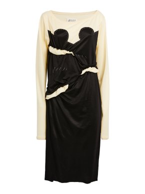Maison Margiela Spliced Gathered Jersey Midi Dress