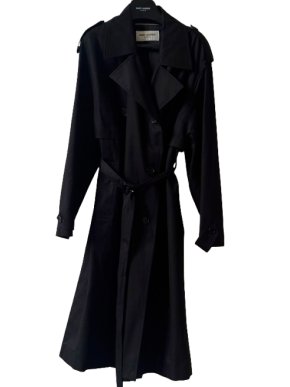 Saint Laurent Black Cotton Trench Coat