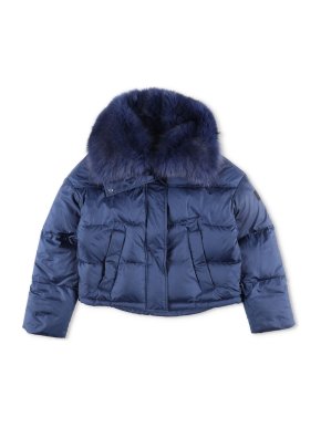 Yves Salomon Short Down Jacket With Fluffy Fox Trim