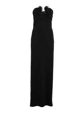 Magda Butrym Strapless Floral Appliqué Maxi Dress