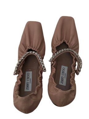 Jimmy Choo Pink Milan Crystal Strap Ballet Flats