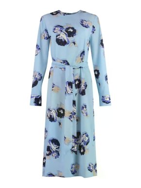St. John  Floral-printed Long-sleeve Dress