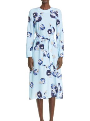 St. John  Floral-printed Long-sleeve Dress