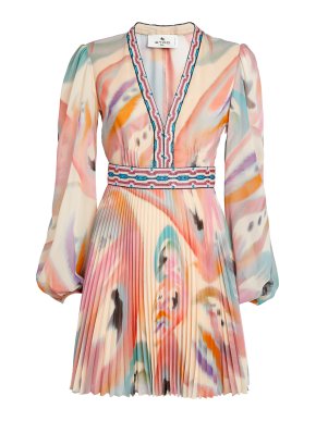 Etro Paisley-Print V-Neck Minidress