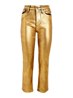 Frame Le Crop Mini Cropped Metallic Coated High-Rise Bootcut Jeans
