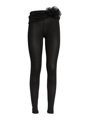 Magda Butrym Floral-Appliquéd Silk Georgette-Trimmed Jersey Trousers