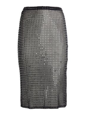 Christopher Esber Navy Cristalla Midi Skirt