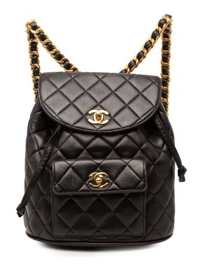 Chanel Black Medium Quilted Lambskin Duma Backpack