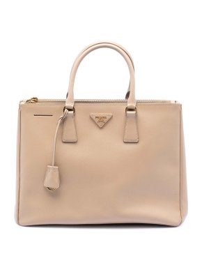 Prada Beige Large Saffiano Lux Galleria Double Zip Tote