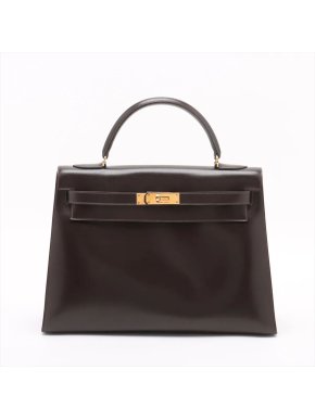 Hermes Chocolat Kelly 32 Sellier Dark Brown Box