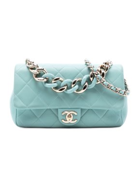 Chanel Light Blue Small Lambskin Elegant Chain Single Flap