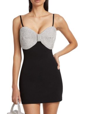 Mach & Mach March & March Crystal-embellished Mini Dress