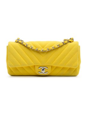 Chanel Yellow Chevron Jersey East West Flap