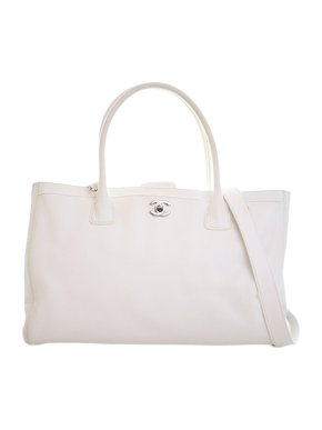 Chanel White Medium Calfskin Executive Cerf Tote