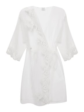 Carine Gilson Lace-Appliqué Sheer Kimono