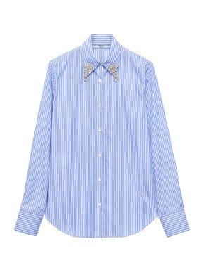 Prada Embellished Collar Striped Shirt