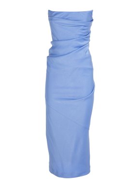 Alex Perry Draped Strapless Crepe Midi Dress