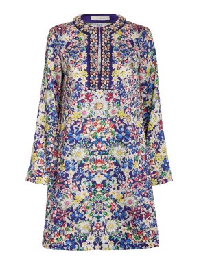 Mary Katrantzou Multicolour Floral Jewel-Neck Tunic Mini Dress