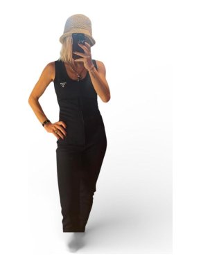 Prada Navy Blue Lycra Jumpsuit