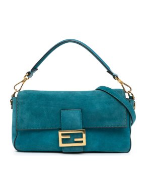 Fendi Blue Medium Suede Baguette Satchel