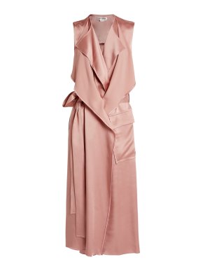 Victoria Beckham Cutout Hammered-Satin Midi Wrap Dress