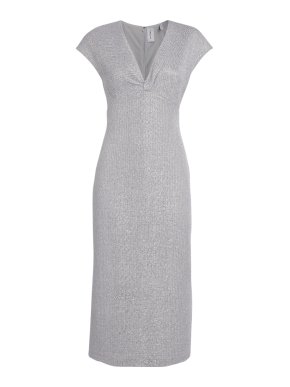 St. John Cap-Sleeve Lurex Dress
