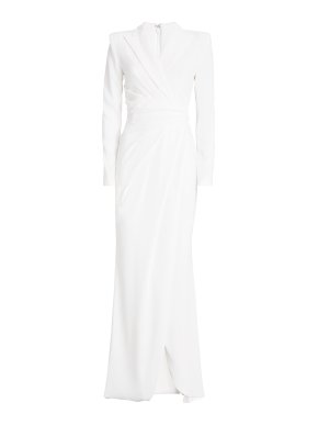 Talbot Runhof Draped Crepe Maxi Dress