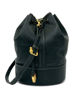 Loewe Blue Leather Black Anagram Bucket Bag