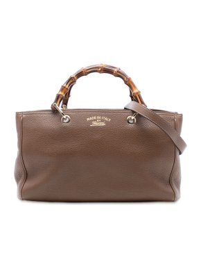 Gucci Tan Medium Calfskin Bamboo Shopper Satchel
