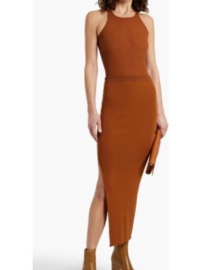 Rick Owen Ziggy Ribbed Wool-Blend Midi Skirt