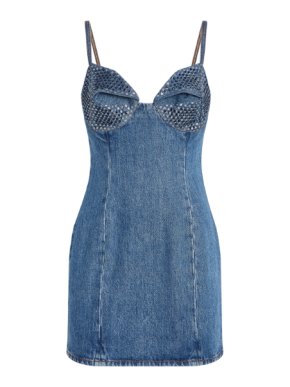 Area Crystal-Embellished Denim Minidress