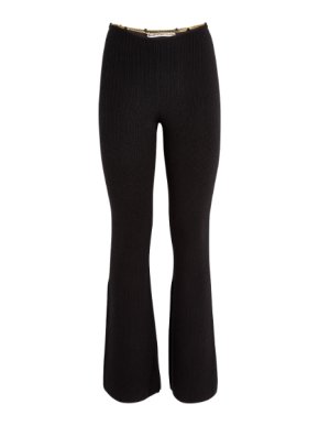 Alexander Wang Chain-Embellished Ribbed Flared Trousers