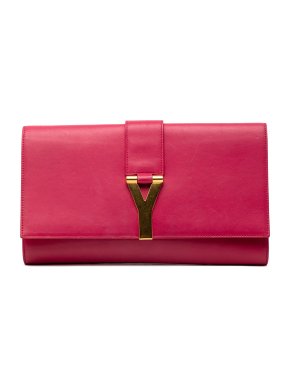 Saint Laurent Pink Leather Chyc Ligne Clutch
