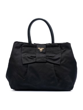 Prada Black Tessuto Fiocco Bow Tote