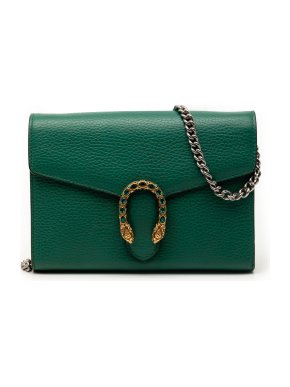 Gucci Green Leather Dionysus Wallet on Chain