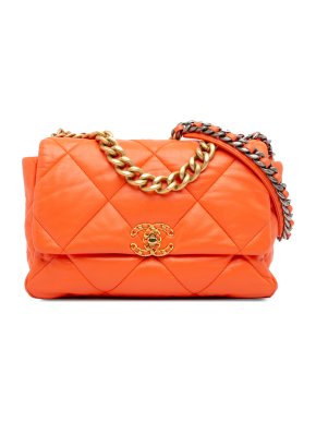 Chanel Orange Large 19 Lambskin Flap