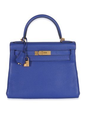 Hermes Hermès Bleu Electrique Togo Retourne  GHW Kelly 28