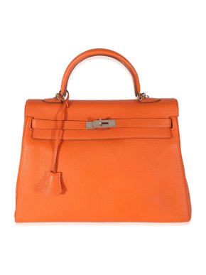Hermes Hermès Orange Feu Togo Retourne Kelly 35 PHW
